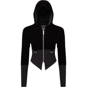 Killstar Midnight Black Velvet Zip-Up Shadow Shift Hoodie XL Carpe Noctem